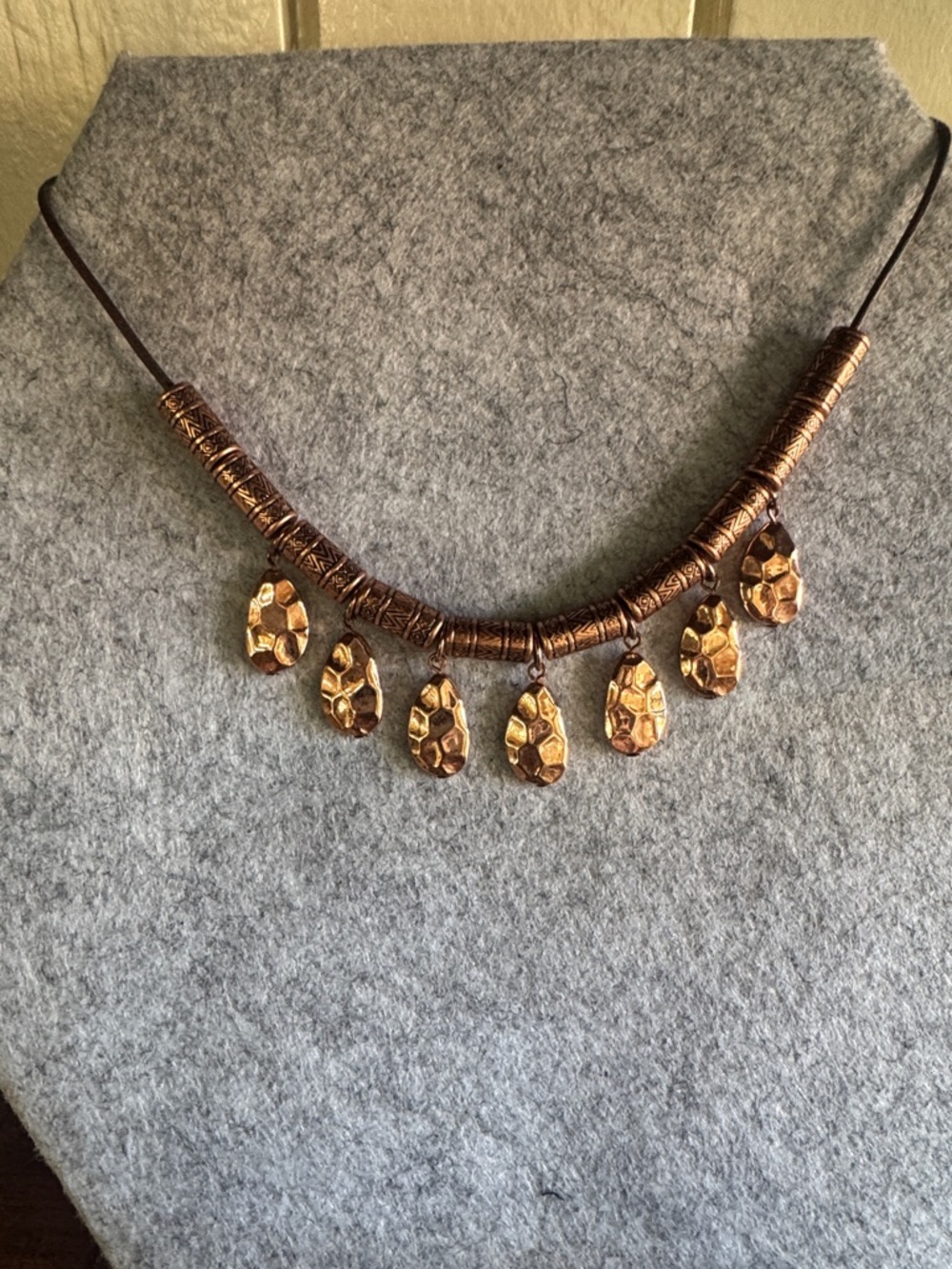 Brown and Gold Tribal Pendant Necklace